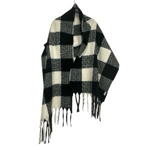 Aerie Oversized Buffalo Plaid Blanket Scarf Cozy Warm Boho 22x88in 72w/o Fringe